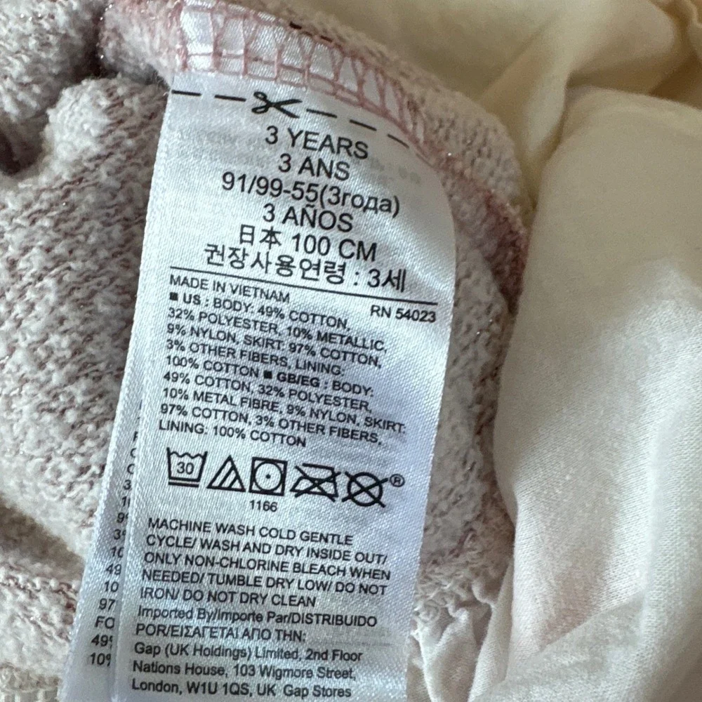Baby Gap Star Print Long Sleeve Dress Toddler Pink Metallic SIZE 3T